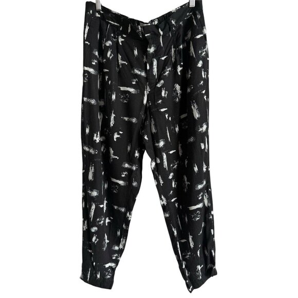 Khakis by GAP Women’s‎ Black White Lightweight Printed Pleated Pants Large NEW - Picture 1 of 12